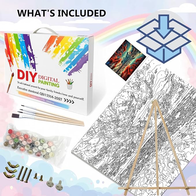 BAISITE Paint by Numbers Kit for Adults,16" Lx20 W Canvas for Painting Kits for Adults in Colorful Box-Breathtaking Colorful Scenery 8481-Already Stretched on a Wooden Frame