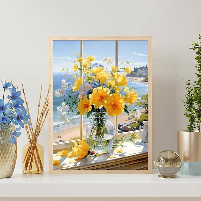Ycydilirab Flowers Diamond Art Kits for Adults-Flower Diamond Painting Kits for Adults-Diamond Art Kits Full Drill,DIY 5D Gem Art Flowers Perfect for Relaxation and Home Wall Decor 12x16inch