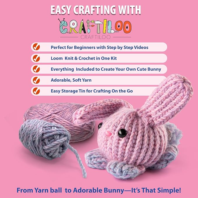 Loom Knitting & Crochet Kit for Kids - Beginner Bunny Knitting Kit