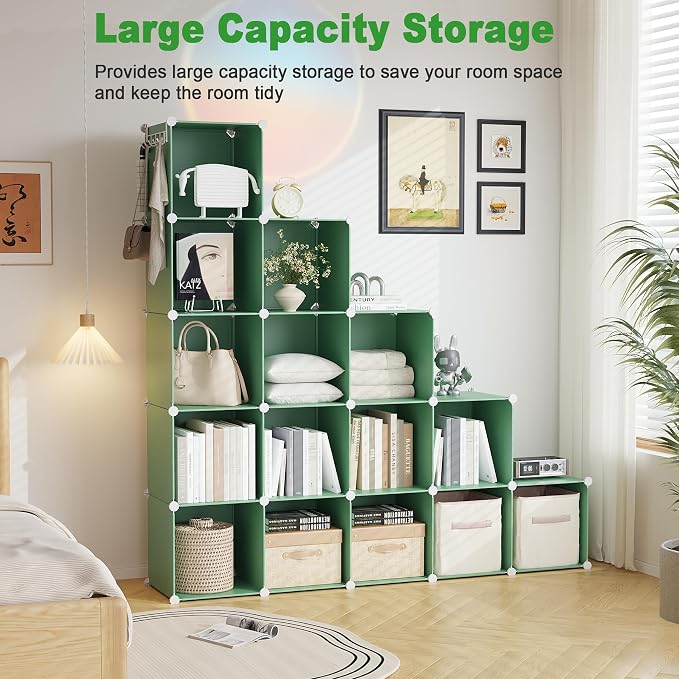 C&AHOME 16 Cube Storage Organizer Cube Shelf Units Storage Cubes, Green