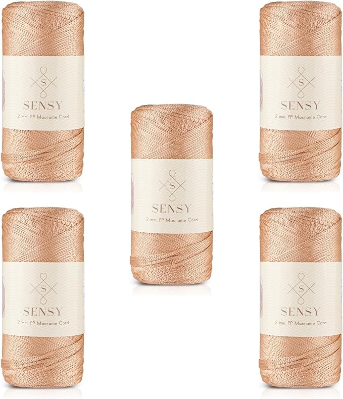 S Sensy 2mm - Premium Polypropylene Macrame Cord, 5 Skein Nude, 252 Yards