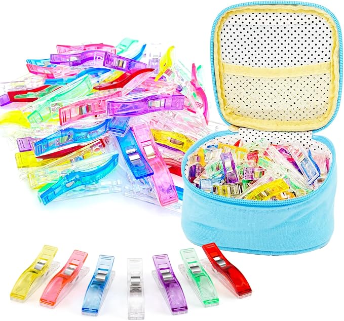 Doukey Large Sewing Clips Fabric Clips 50PCS Jumbo Quilt Clips for Quilting Assorted Colors, Multipurpose Craft Sewing Supplies Quilting Accessories Crafting Tools