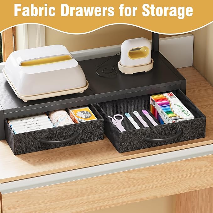 VENNQD Stand Compatible with Cricut Maker and Cricut Explore Air Series Stand Legs for 2 Cricut Machines Fully Open 2 Tier Desktop Craft Accessories Storage Organizer (Black)
