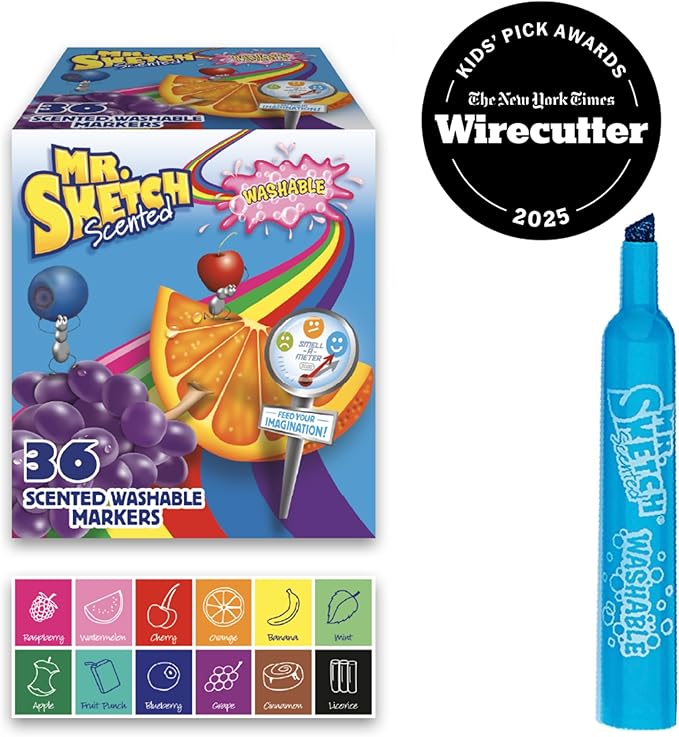 Mr. Sketch Scented Washable Markers, Chisel Tip Marker, Assorted Colors, 36 Count - Fun for Kids, Coloring, Spark Creativity, Arts & Crafts