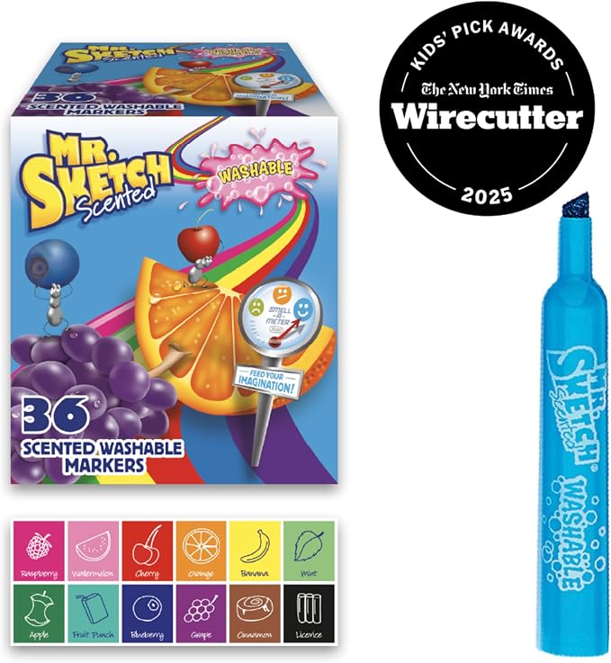 Mr. Sketch Scented Washable Markers, Chisel Tip Marker, Assorted Colors, Fun for Kids, Coloring, Spark Creativity, Arts & Crafts, 2 Count (Pack of 108)