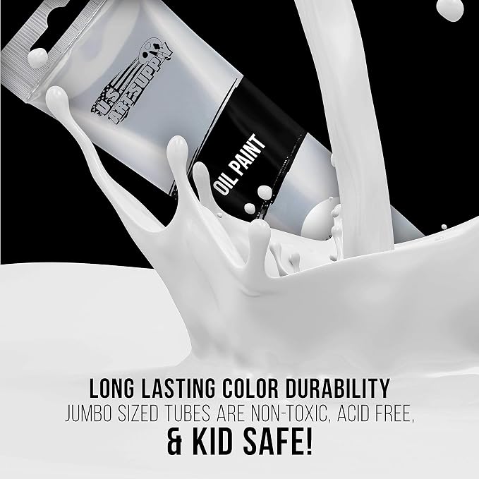 U.S. Art Supply Titanium White Oil Paint - 2 Extra-Large 100ml Tubes | High Opacity, Strong Tinting Strength, Oil Paints for Canvas Painting, Wood & Media