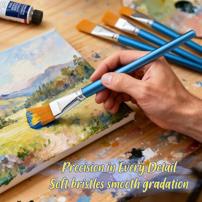 40 Pcs Flat Paint Brushes,1 Inch Craft Paint Brushes, Large Acrylic Paint Brush for Watercolor, Oil Painting, Acrylic,Big Paint Brush for Oil Paint and Body Painting Crafts, Rock Painting