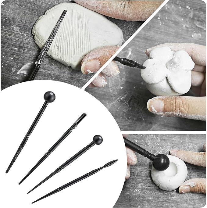 EIGTWEN 100ml Air Dry Clay Glaze and 29pcs Clay Tools Kit, Gloss Varnish | Gloss Glaze, Waterproof,Prevents Clay Scratches & Wear, Air Dry Clay Tool,Dotting Tools,Ball Tools,Carving Tools,Shaper Tools