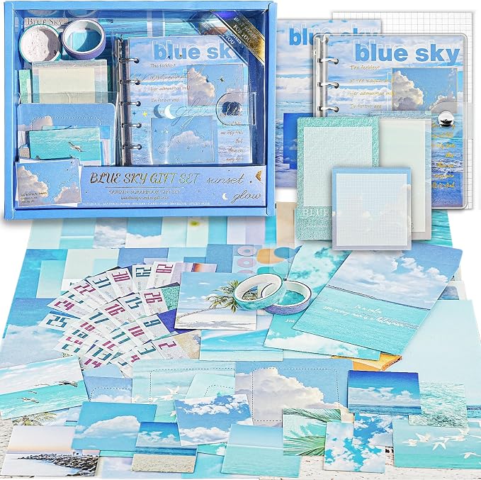 Scrapbooking Supplies Kit, A6 Grid Notebook, Vintage Junk Journaling Kit