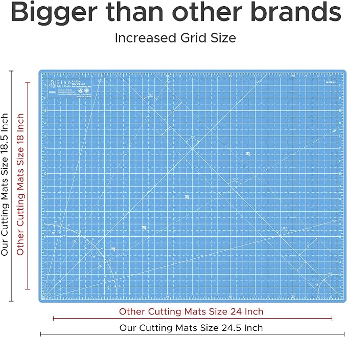 Elan Cutting Mat A2 Blue, Self Healing Cutting Mat 18x24 Inch, 5-Ply Craft Board Blue, Hobby Board for Crafts 18x24 Inch