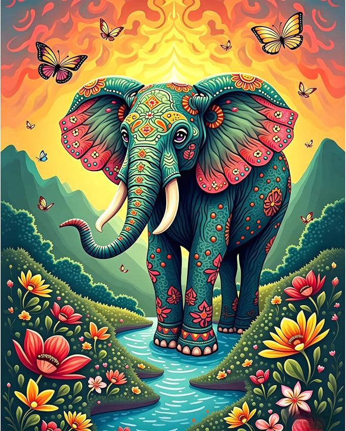 Leatrice 5D Elephant Diamond Painting Kits for Adults 11.8x15.7 Inches