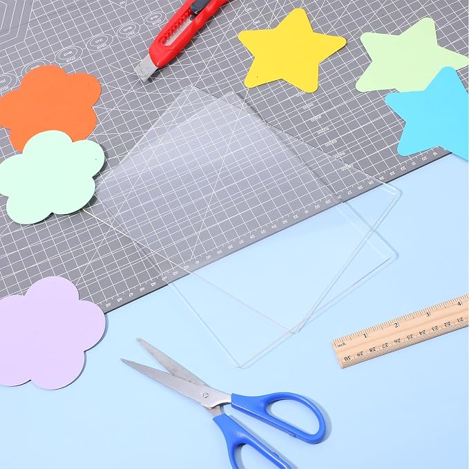 12 Pcs Cutting Pad Set for Die Cutting Machine, Clear Polycarbonate Cut Plates 8.7x6.1 Inch, Standard Embossing Plates for Card Die Cutter, DIY Scrapbooking Paper Crafting Accessories