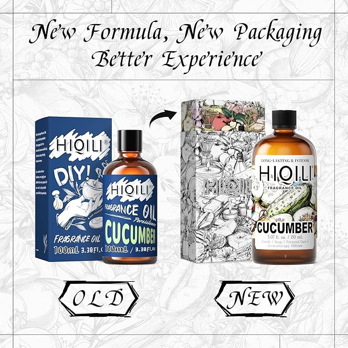 HIQILI Cucumber Fragrance Oil for Diffuser, DIY Soap & Candle - 5.07 Fl Oz