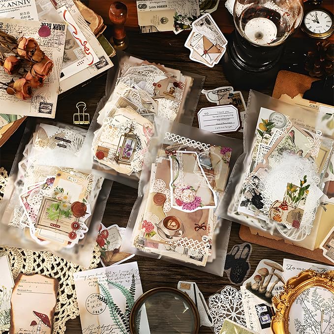 Teniinet 260 PCS Vintage Scrapbooking Supplies Kit for Beginners (Flowers)