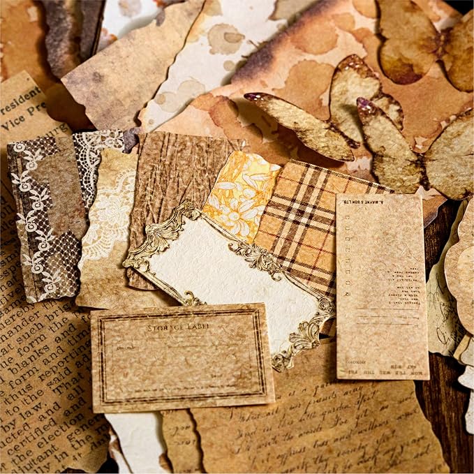 100 Sheets Vintage Scrapbook Papers Journaling Scrapbooking Supplies Kit