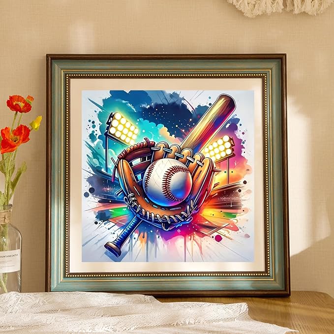 Baseball Diamond Painting Kits for Adults, Diamond Art Kits, 14x14 in
