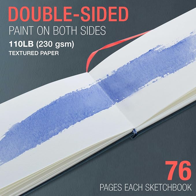 U.S. Art Supply 5.5" x 8.5" Watercolor Book (2 Pack, 76 Sheets Each)