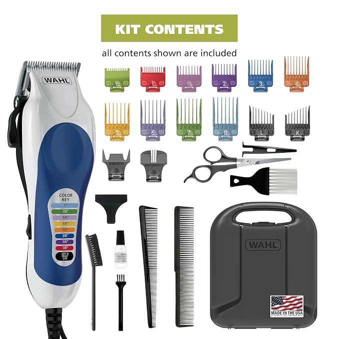 Wahl Clipper USA Color Pro Corded Haircutting Kit with Color Guide Combs