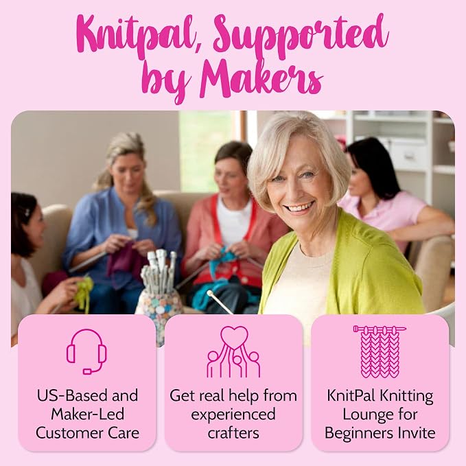 KnitPal Dishcloth Knitting Kit for Beginners (Plum Purple + Blush Pink)