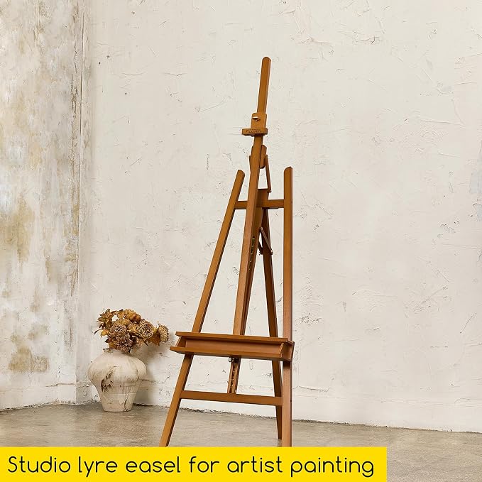 MEEDEN Art Easel Stand for Painting: Beech Wood Artist Easel with Storage | Adjustable A-Frame Artist Easel for Painting - Hold Canvas up to 48”- Perfect for Sketching, Oil Painting, Acrylics