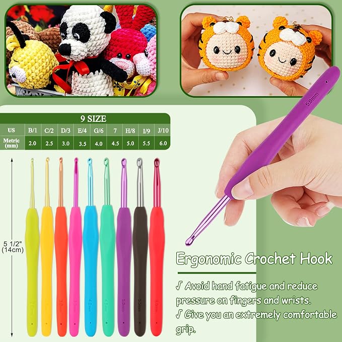 Coopay Upgraded Crochet Kit for Beginners, All-in-One Crochet Kits (63Pcs) | Complete Crocheting Set with Yarn, Ergonomic Crochet Hooks, Easy-to-Follow Tutorial,Storage Case-Idea Starter Kits Gift