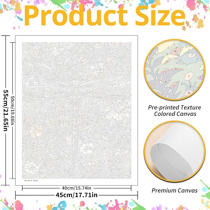 Dragonfly Paint by Numbers Kit for Adults, 16x20 inch | DIY Painting Kits Crafts for Adults, Relieve Stress, Gift, Home Wall Decor