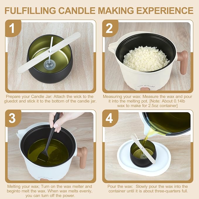 AOTOIE Candle Making Kit with Wax Melter, Soy Wax for Candle Making, DIY Candle Making Supplies, Starter Candle Kit for Women Adult Beginner, Included 1.1IB Natural Soy Wax with Wicks