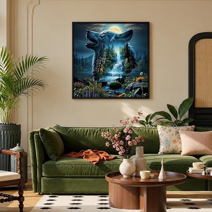 Mosaflare 5D Wolf Diamond Painting Kits for Adults 13.7x13.7 Inch