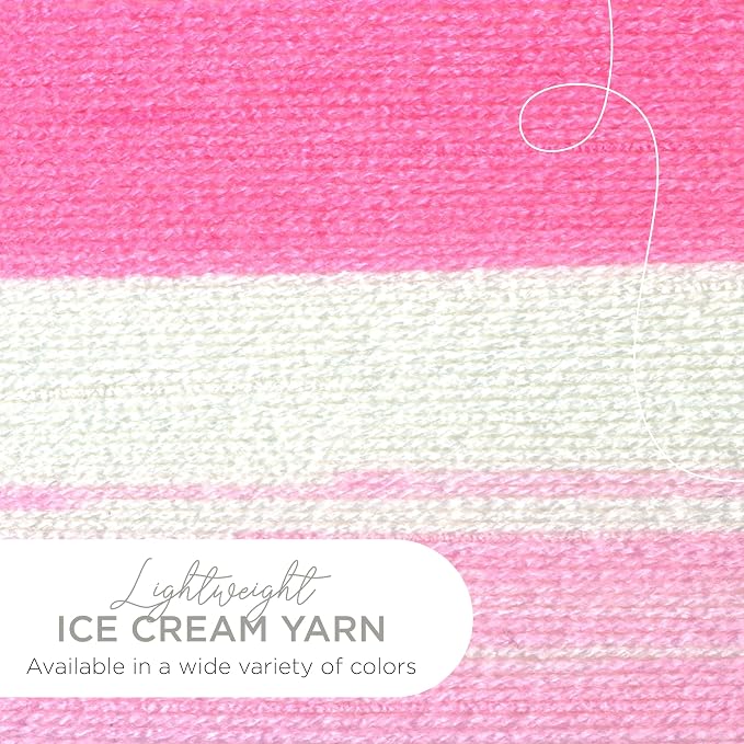 Lion Brand Yarn (1 Skein) Lion Brand Yarn ice Cream Baby Yarn, Strawberry