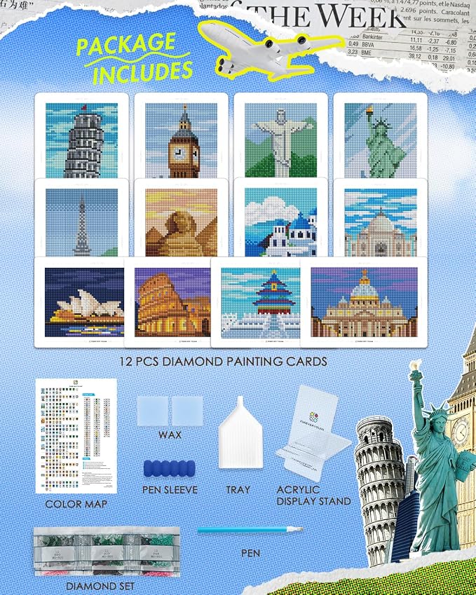 forever young Minigem World-Famous Landmark Diamond Art Kits, 5x7 Inch Card