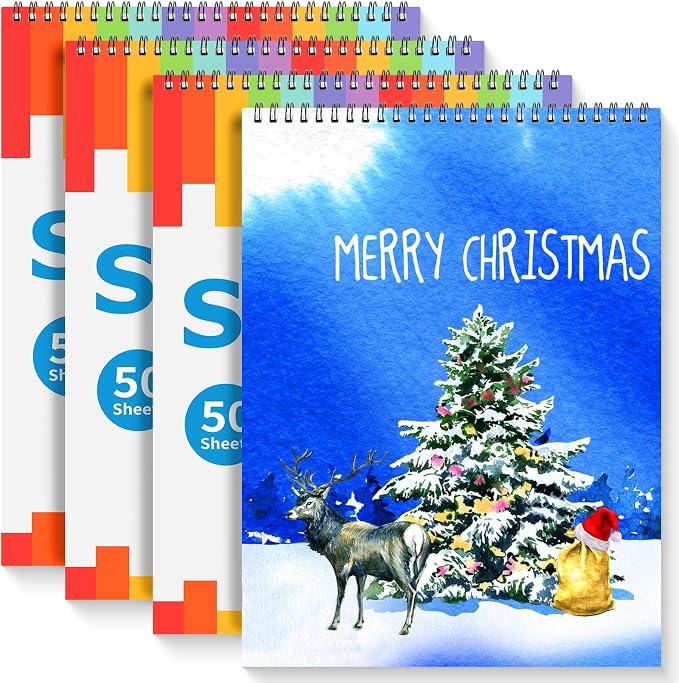 9" x 12" Sketch Book, 4-Pack 50 Sheets Spiral Bound Art Sketchbook Notebook | Acid Free Artist Drawing Book Paper, Art Supplies for Adults Kids, Coloring Book, Sketch Paper for Drawing Coloring Sketching
