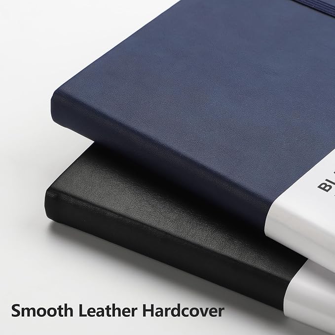 RETTACY Blank Journal Notebook, 192 Pages, A5 Medium Size (5.7'' x 8.3'') | Leather Hardcover, 100 GSM Thick Paper, for Sketching, Drawing, Painting (Navy blue)