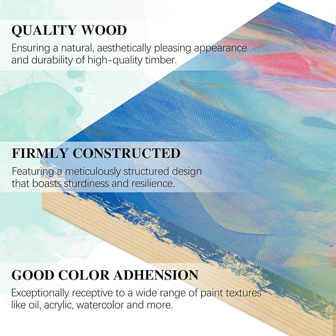 Aodaer 8 Pack Wood Panels 6 x 6 Inch Wooden Panels Canvas Unfinished Craft Wood Boards Panels for Art Crafts Acrylic and Oil Painting Pouring DIY Projects
