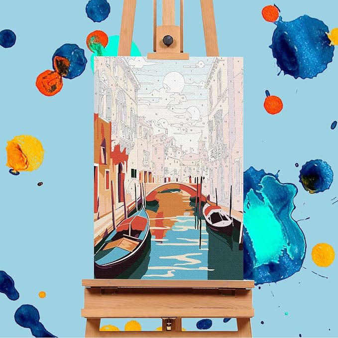 Offito 6 Pack Paint by Numbers Kit for Adults, Travel Cityscape, 8x12 Inch | Acrylic Vintage Number Painting Set, DIY Canvas Art Craft Kit for Beginner, Home Decor, Stress Relief Relaxing Hobby Gift