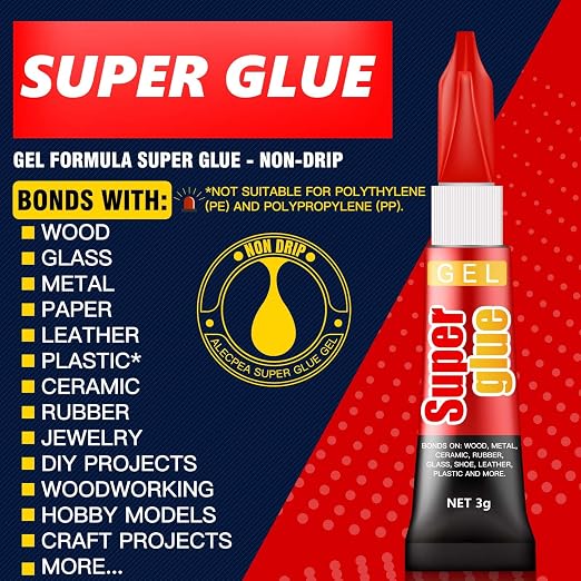 ALECPEA Super Glue Gel, 12 X 3g Tubes for Crafts, Models and Repairs