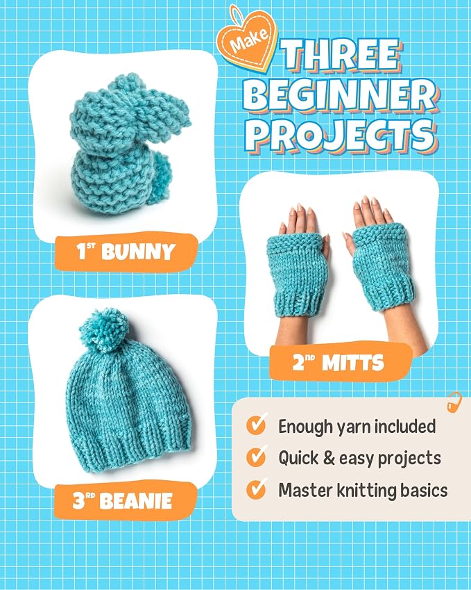Complete Knitting Kit for Beginners - Learn to Knit Kit with Knitting Accessories Like Thick Beginner Yarn, Bamboo Needles for Beginners & More - Includes Video Tutorials & Written Guide