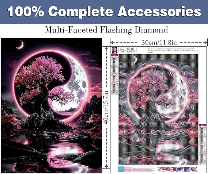 ijbnhd Moon Diamond Art Kits for Adults Tree of Life 12x16 inch