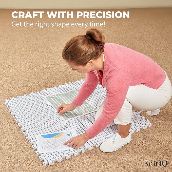 KnitIQ Standard 9-pc Set of Blocking Mats for Knitting & Crochet, Clear Bag