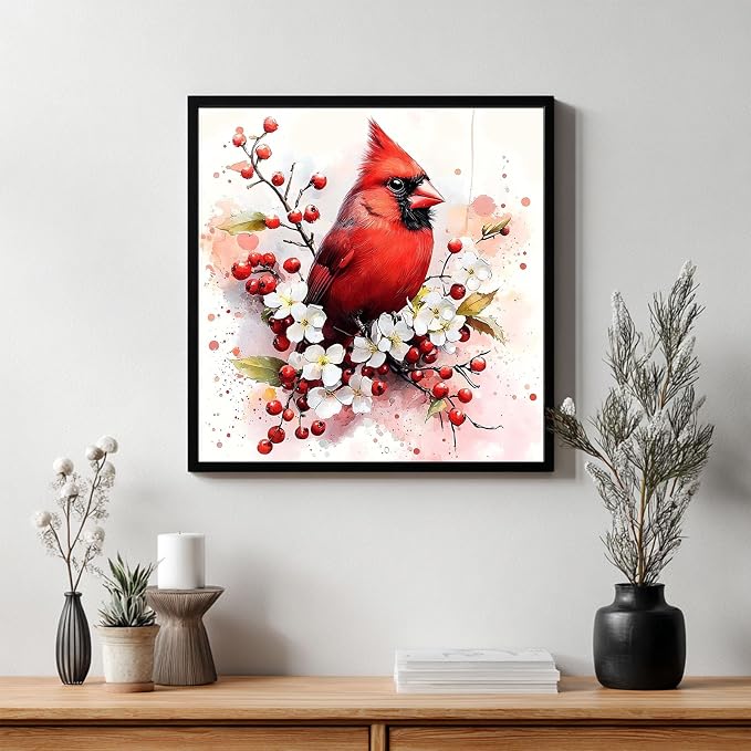 CRZMODE Cardinal Paint by Numbers Kit for Adults, Cardinal Paint by Numbers for Adults, Acrylic Painting Crafts for Home Decor Gift (16x16inch)