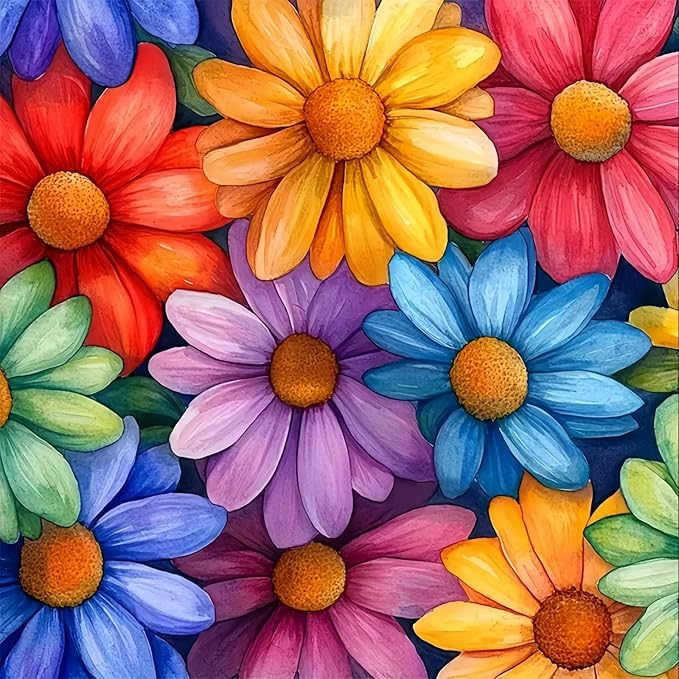 Flowers Diamond Art Kits for Adults, 5D Diamond Painting for Beginners | DIY Full Drill Round Gem Painting Art for Adults, Home Wall Decor 13.78x13.78 Inch