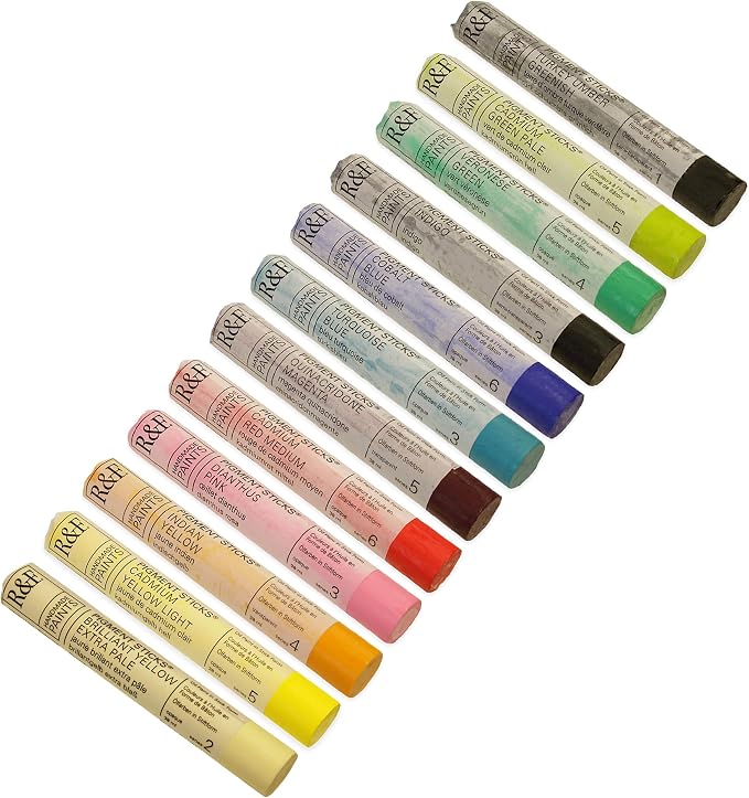 R&F Handmade Paints - Professional Oil Pigment Stick, Painters Dozen, Set of 12 Colors