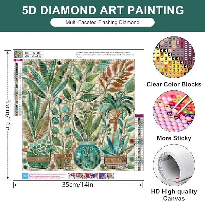 mrpwnle Diamond Art Kits for Adults, Potted Plant Diamond Painting Kits