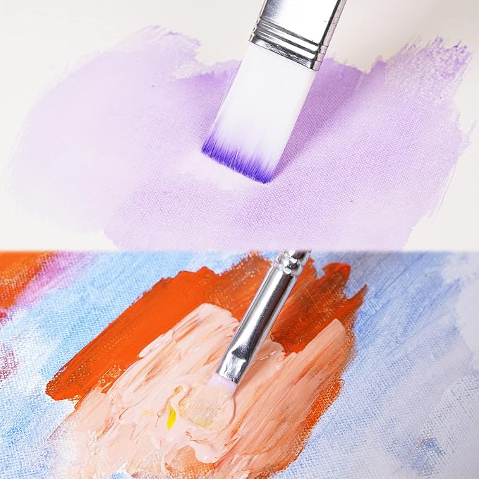CONDA Paint Brushes Set of 24 Different Shapes Artist Brushes Professional Painting Brushes for Oil, Acrylic Canvas and Watercolor Painting (Color)