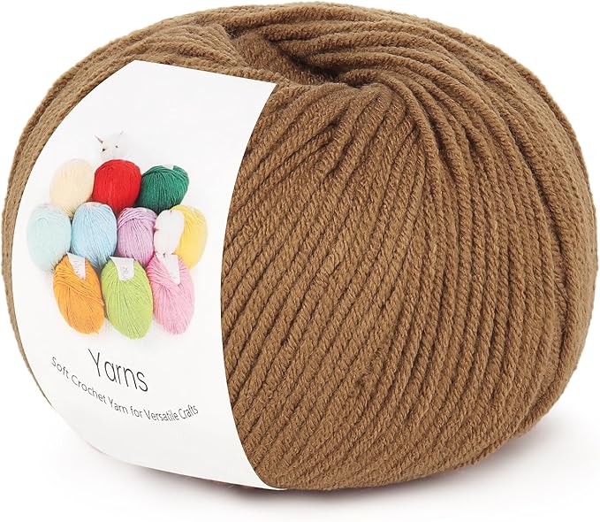 Katech Cotton Acrylic Blend Yarn for Crocheting-Crochet Yarn Set (Brown | 55% Cotton 45% Acrylic#3 DK (Light)-Super Soft Milk Cotton Yarn-Great Crochet and Knitting Starter Kit for Colorful Craft