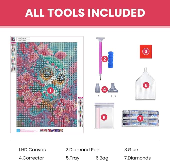Amaieuin Owl Diamond Painting for Adults,Owl Diamond Art Painting for Adults,5D Diamond Painting for Home Decor and Gifts 12x16in