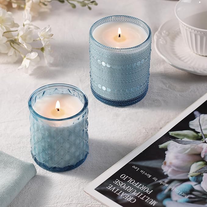 12Pack Blue Candle Jars - 3 Styles Candle Jar with Lids for Any Décor