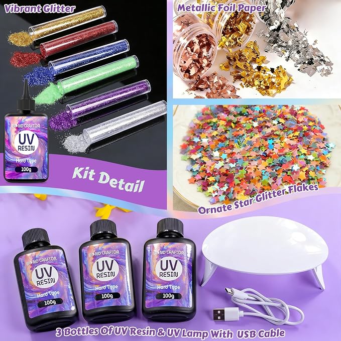 Bond Craftor UV Resin Kit 300g, Hard Type for Jewelry Making