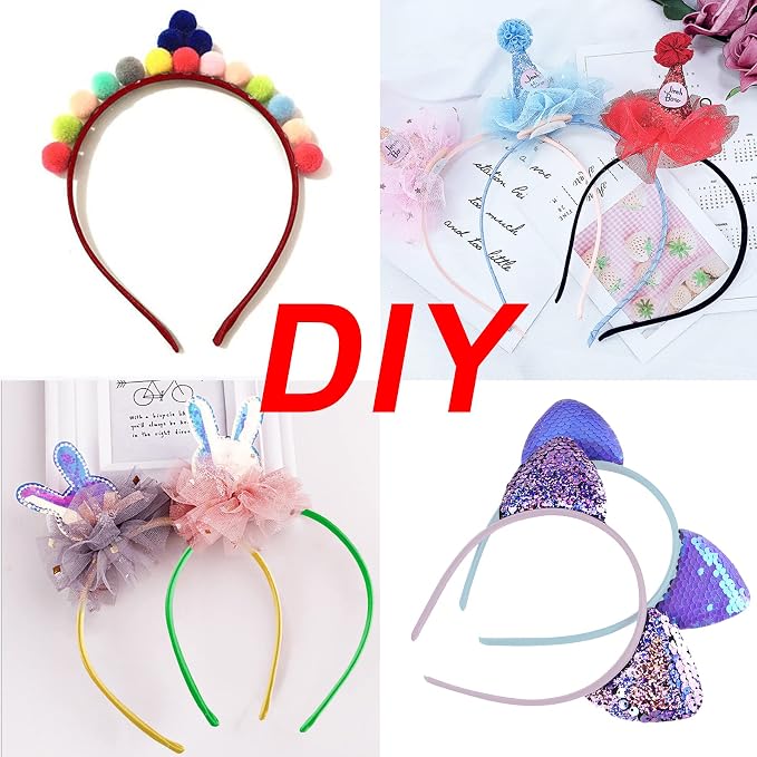 Duufin 30 Pieces Satin Headbands for Girls Colorful Satin Covered Headbands