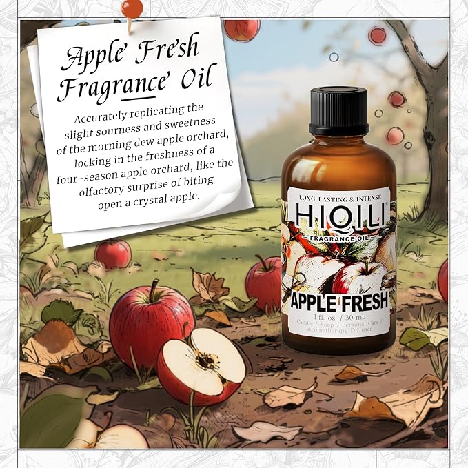HIQILI Apple Fresh Fragrance Oil for Candle & Soap Making - 1 Fl Oz