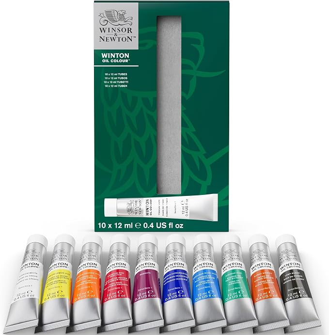 Winsor & Newton Winton Oil Color Paint Set, 10 x 12ml (0.4-oz) Tubes | Artist pigments, Durable, Lightfast, Permanent, Uniform Consistency, Great Pigment Load